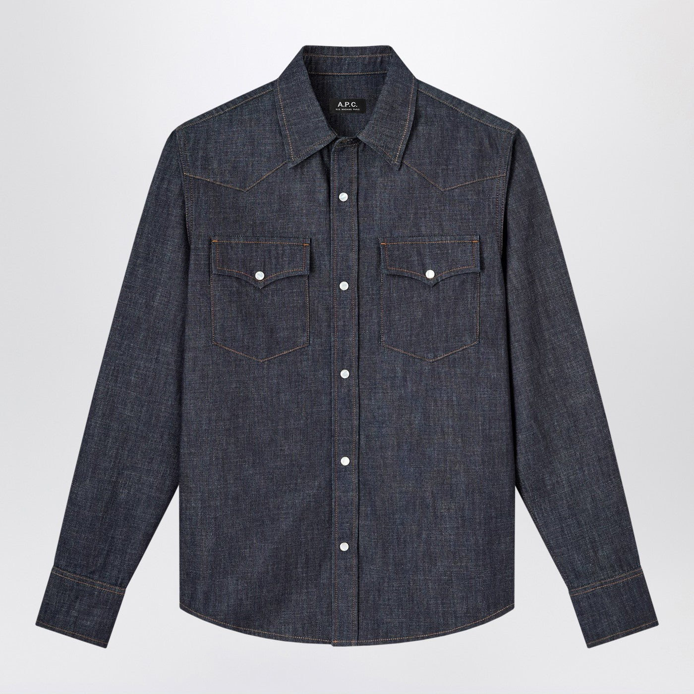 Camicia Western in denim blu indigo