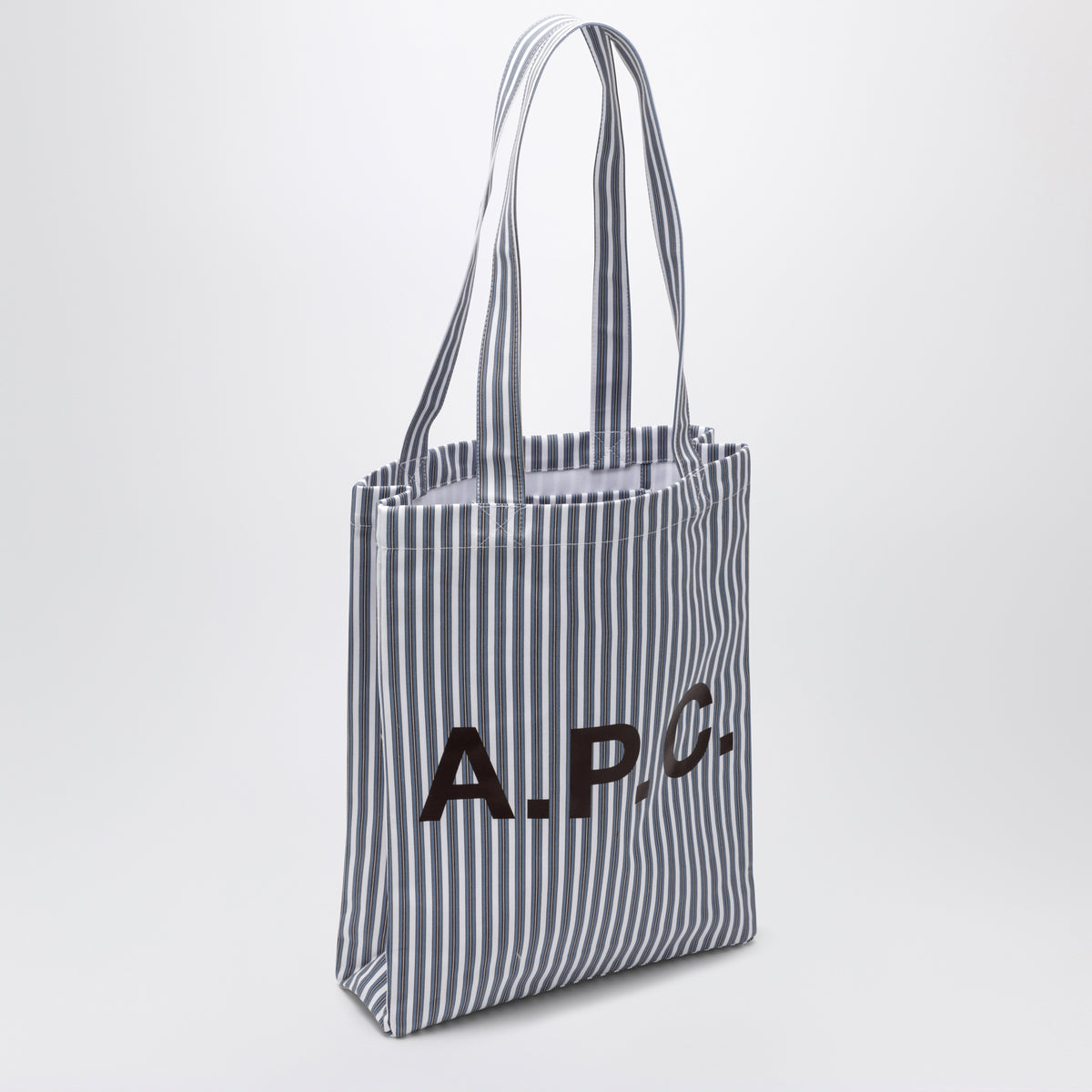 Borsa tote Lou azzurra a righe in cotone