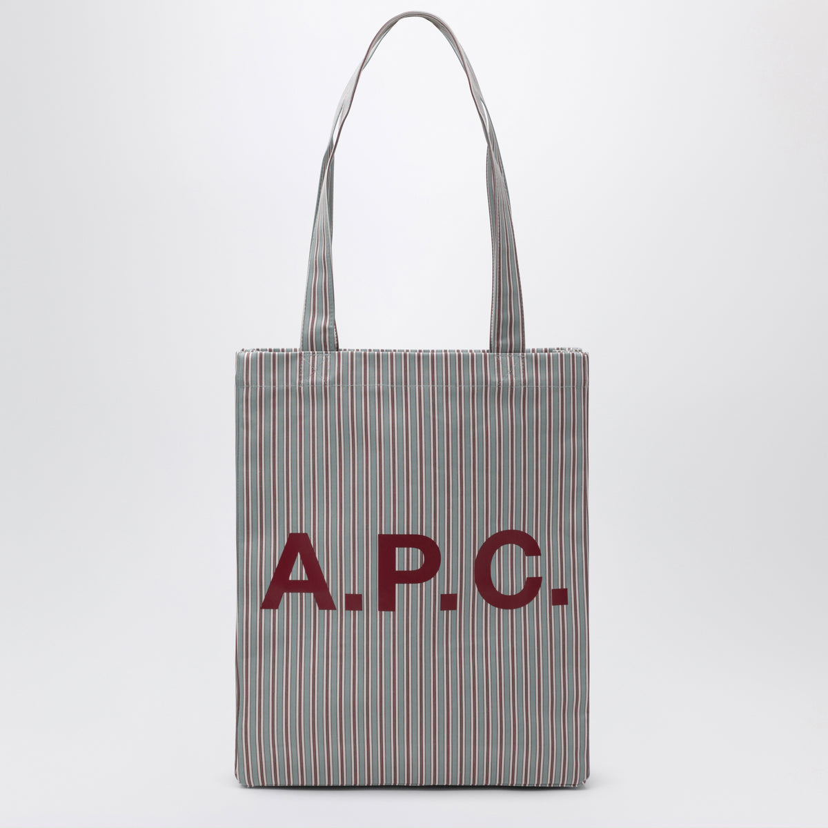 Grün/bordeaux gestreifte Lou Tote Bag aus Baumwolle