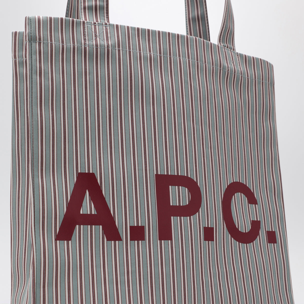 Grün/bordeaux gestreifte Lou Tote Bag aus Baumwolle