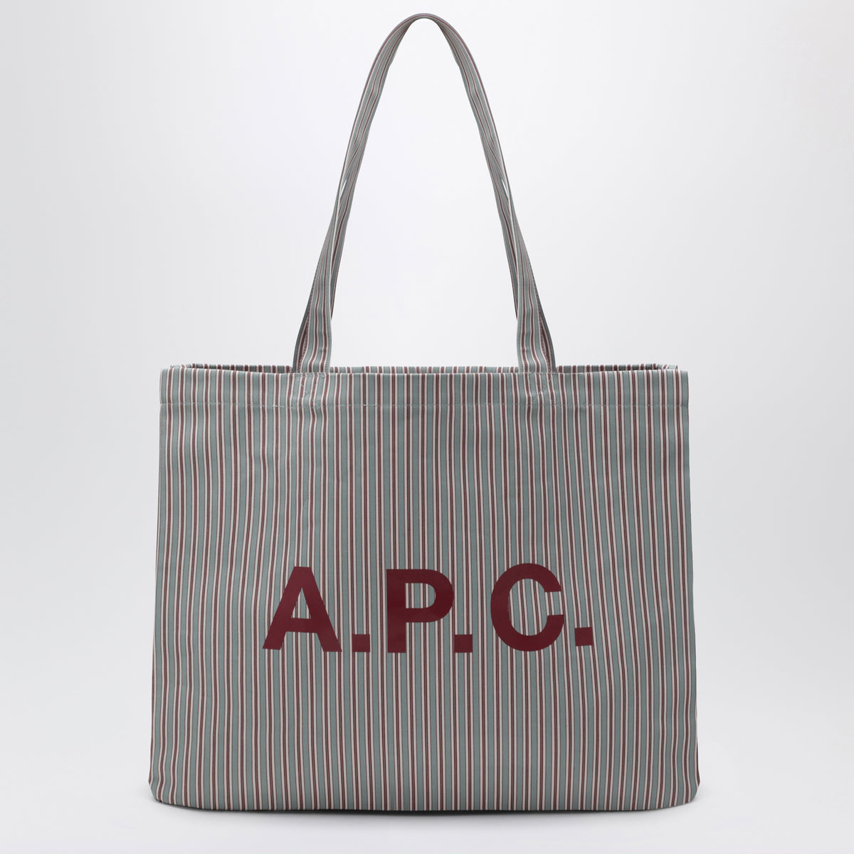 Green/burgundy striped Lou Large tote bag in cotton