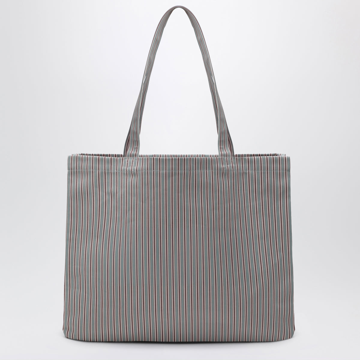 Green/burgundy striped Lou Large tote bag in cotton