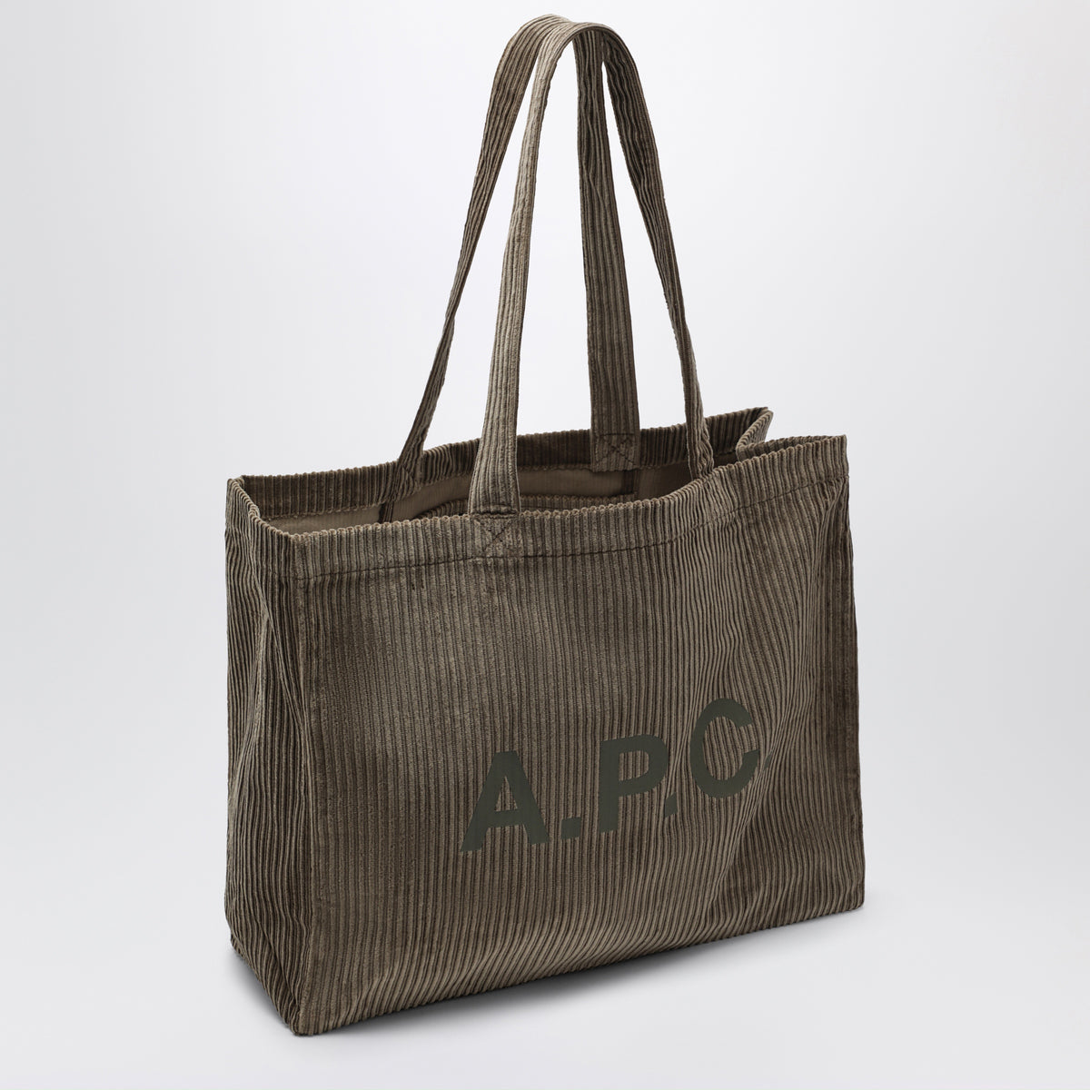 Taupefarbene Lou Large Tote Bag aus Cord