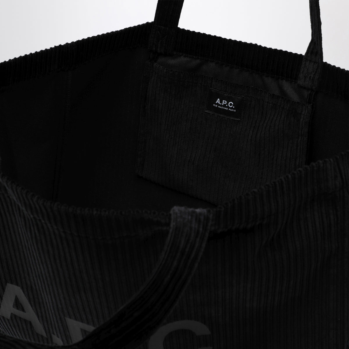 Black Lou Large tote bag in corduroy