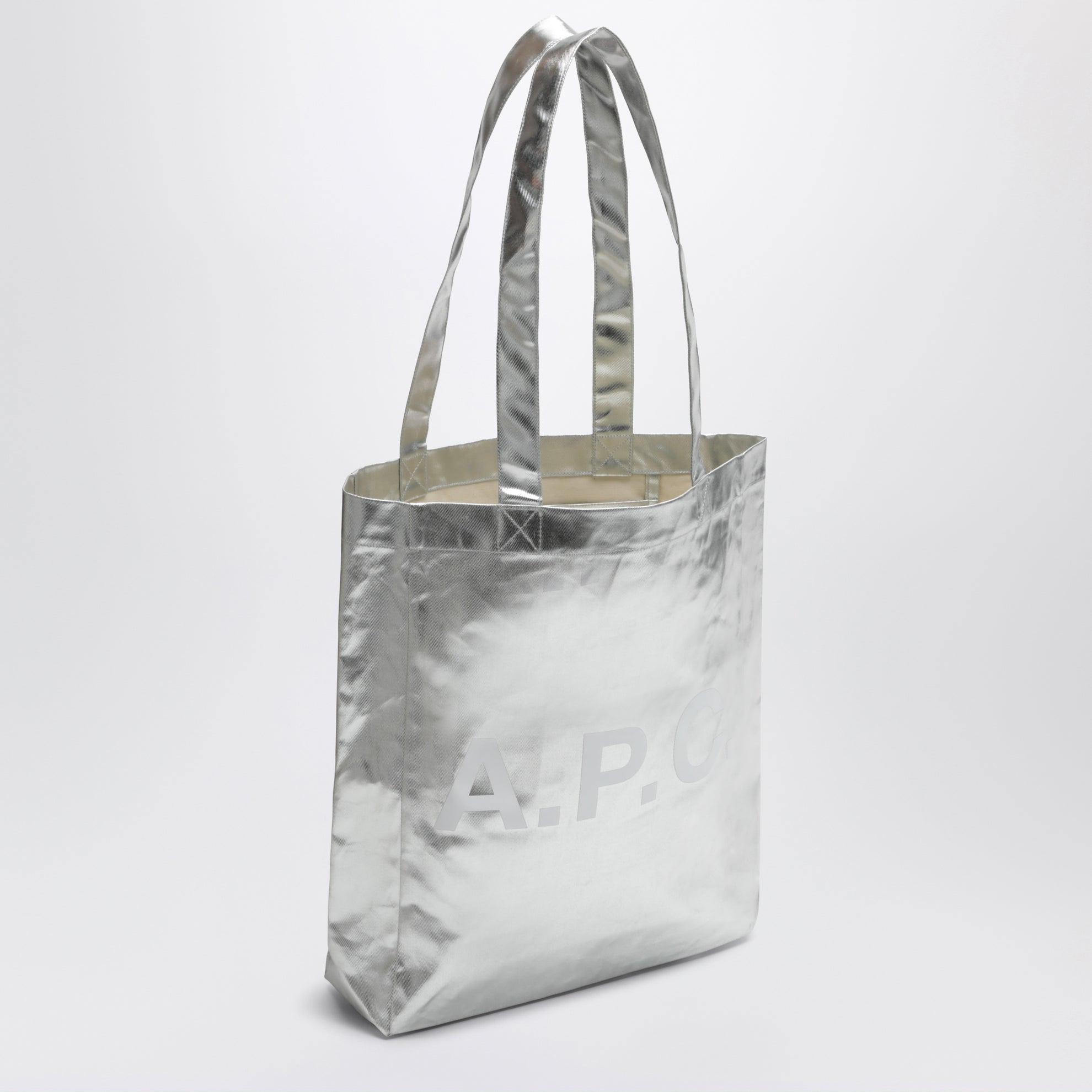 Borsa tote Lou in argento metallizzato