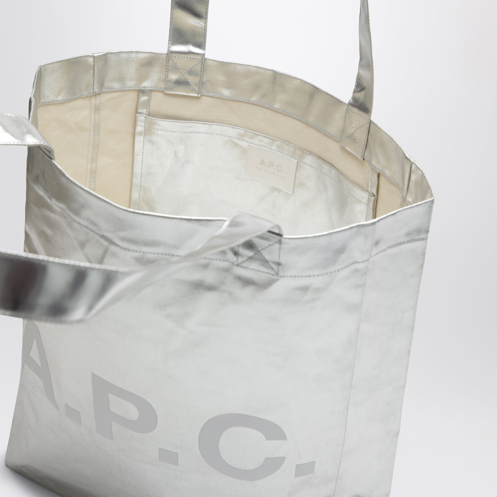 Borsa tote Lou in argento metallizzato