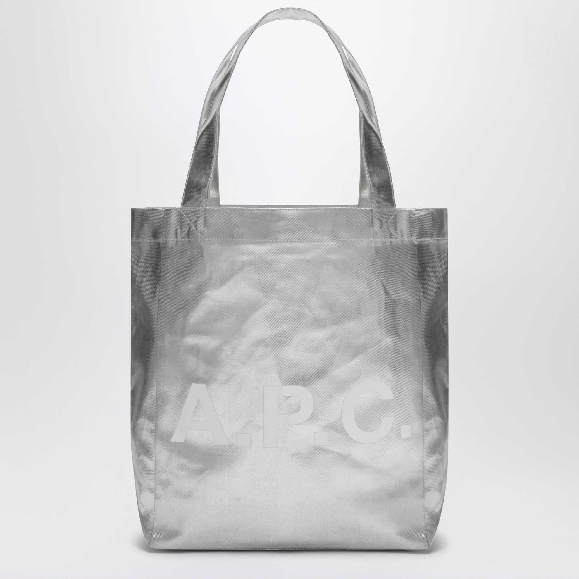 Borsa tote piccola Lou in argento metallizzato