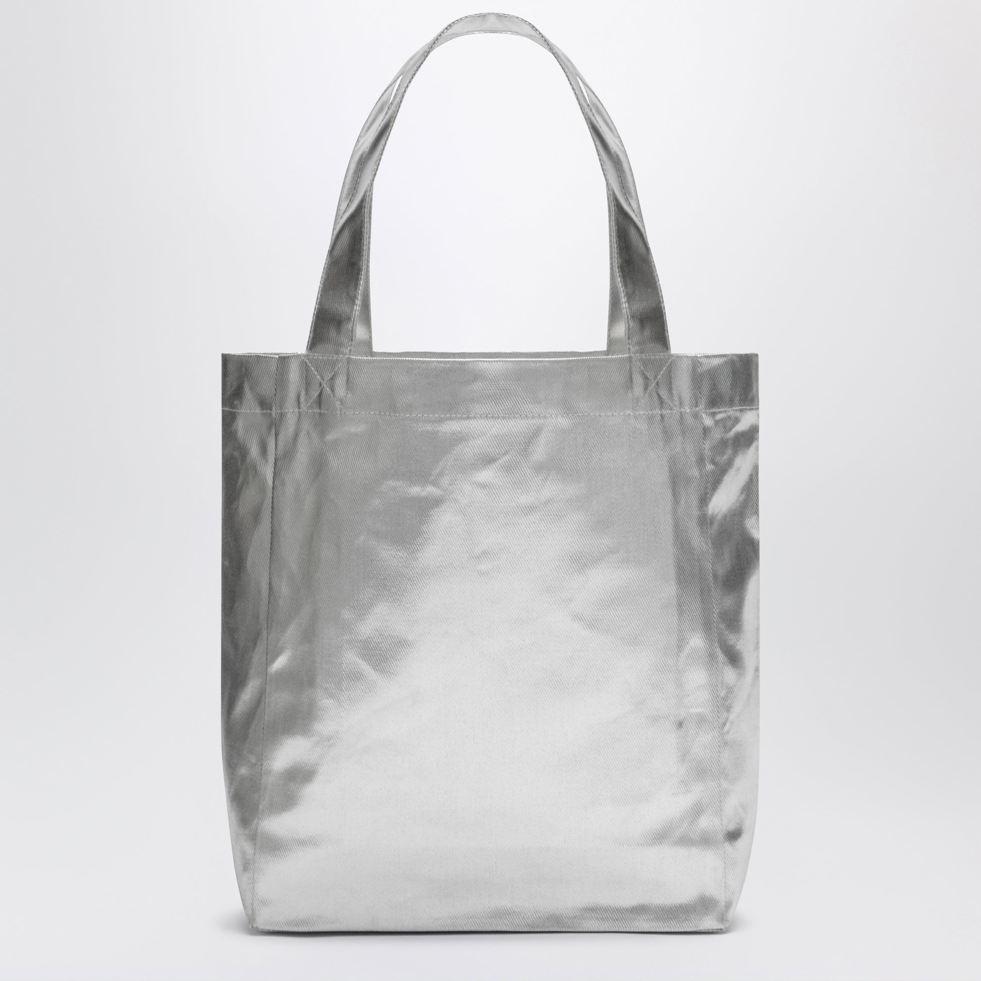 Borsa tote piccola Lou in argento metallizzato