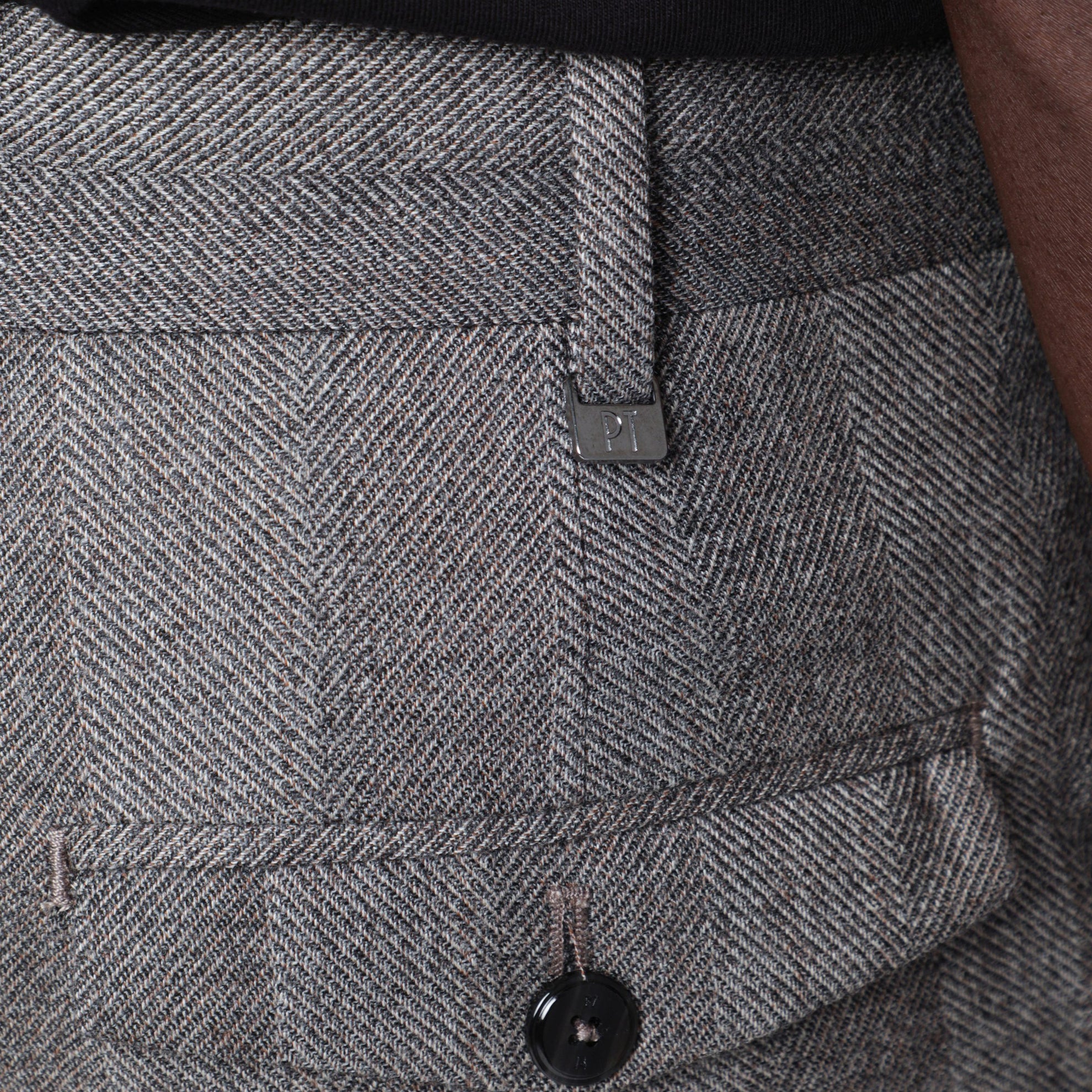 Tailored slim-fit trousers with micro herringbone pattern