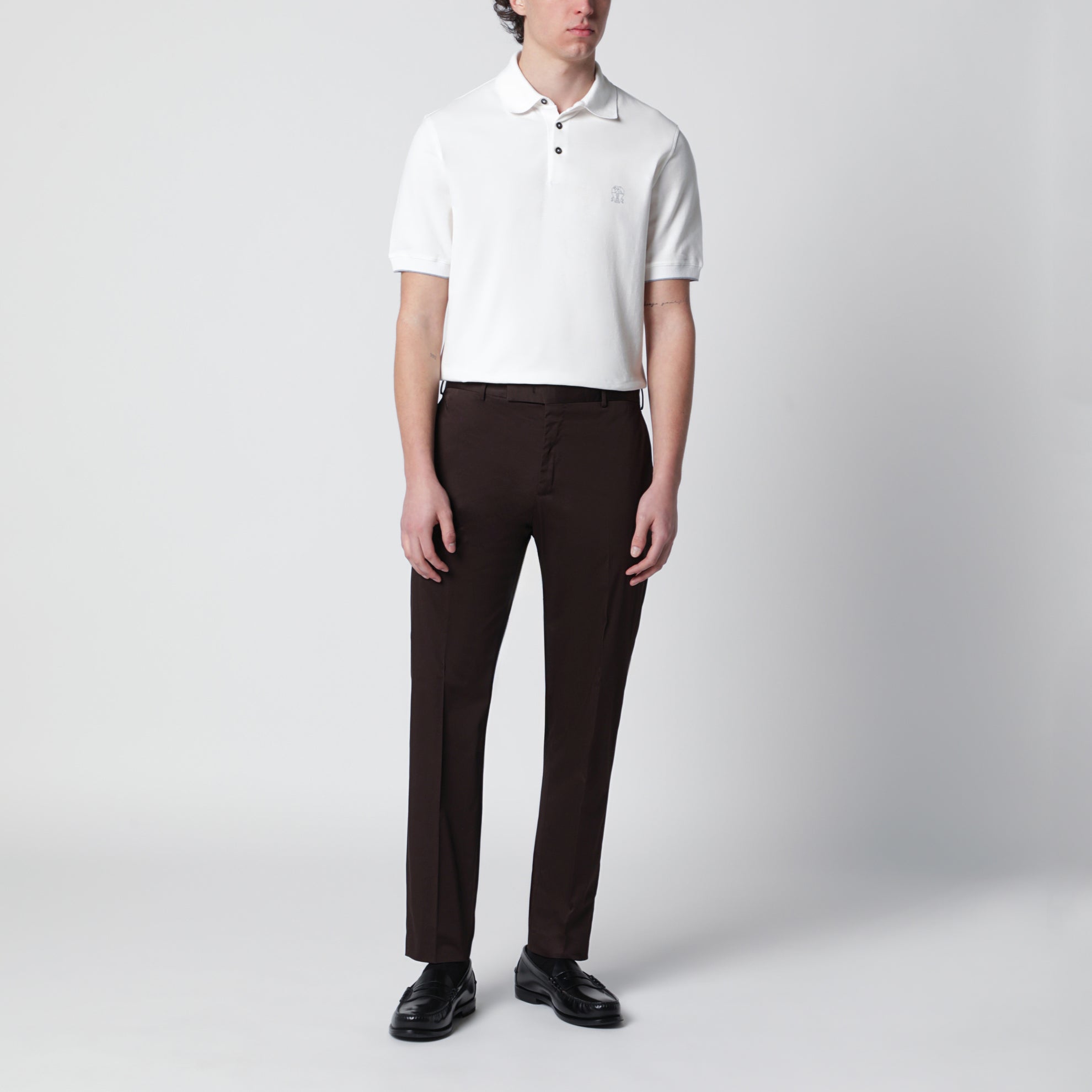 Brown cotton-blend trousers