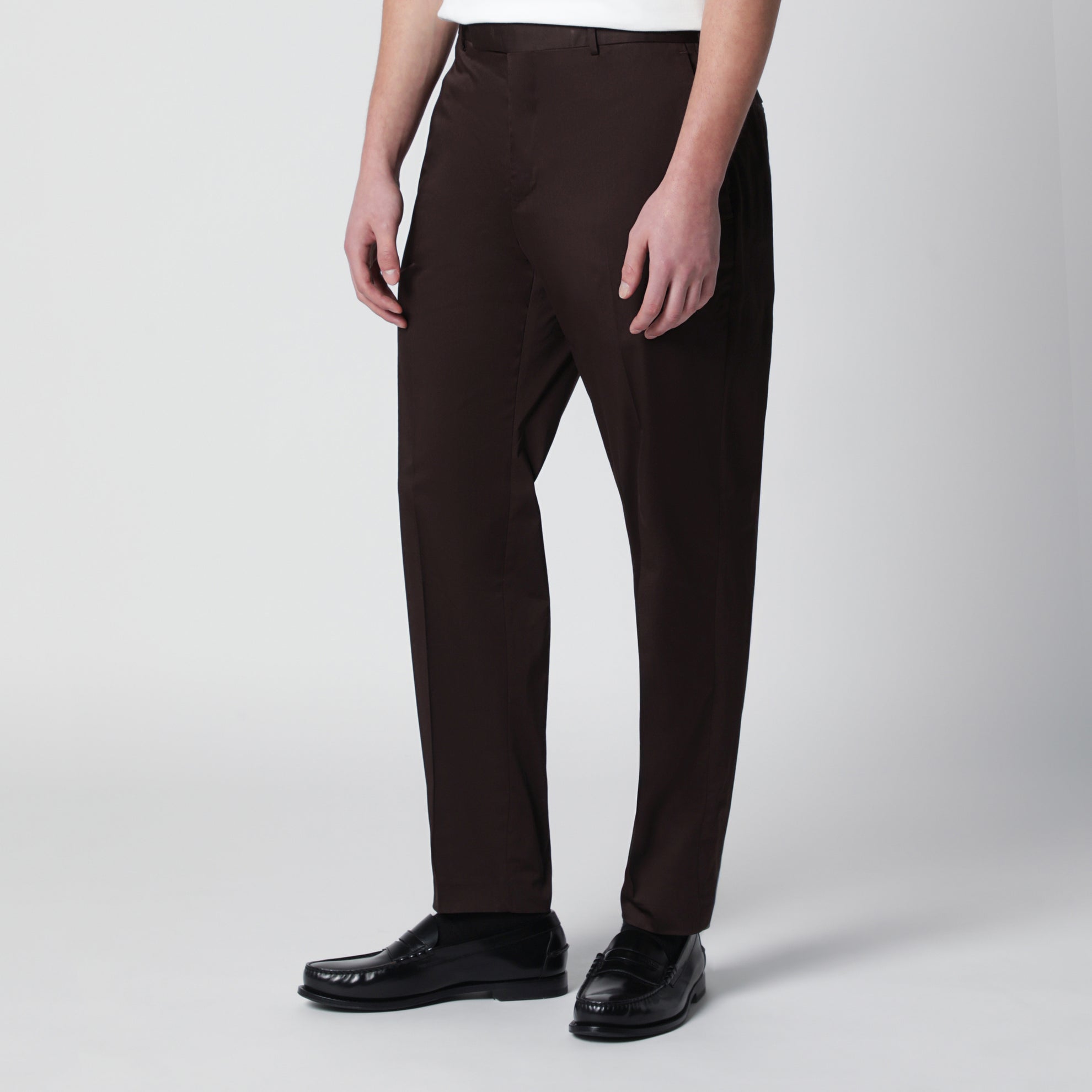 Brown cotton-blend trousers
