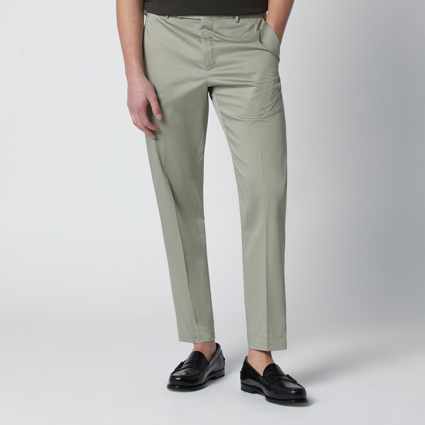 Pantalone verde salvia in misto cotone