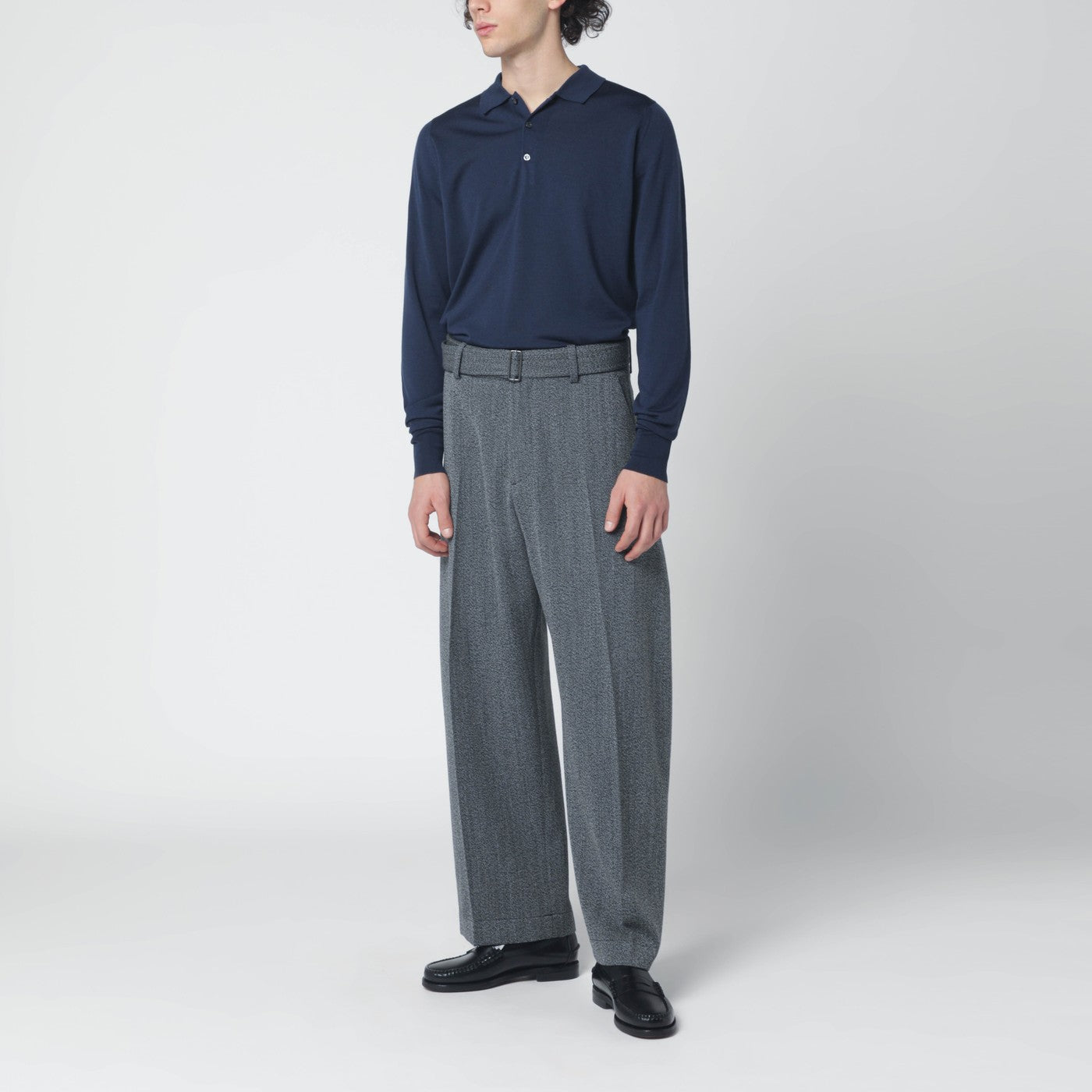 Blue wool polo shirt