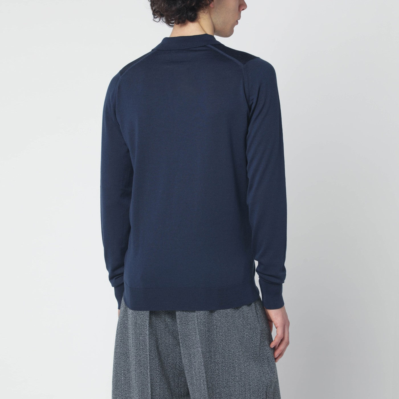Blue wool polo shirt