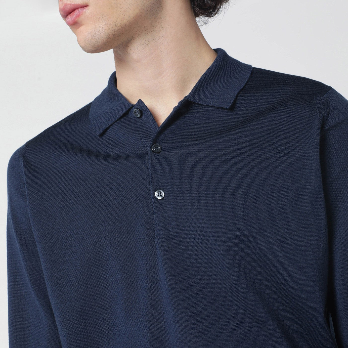 Blue wool polo shirt