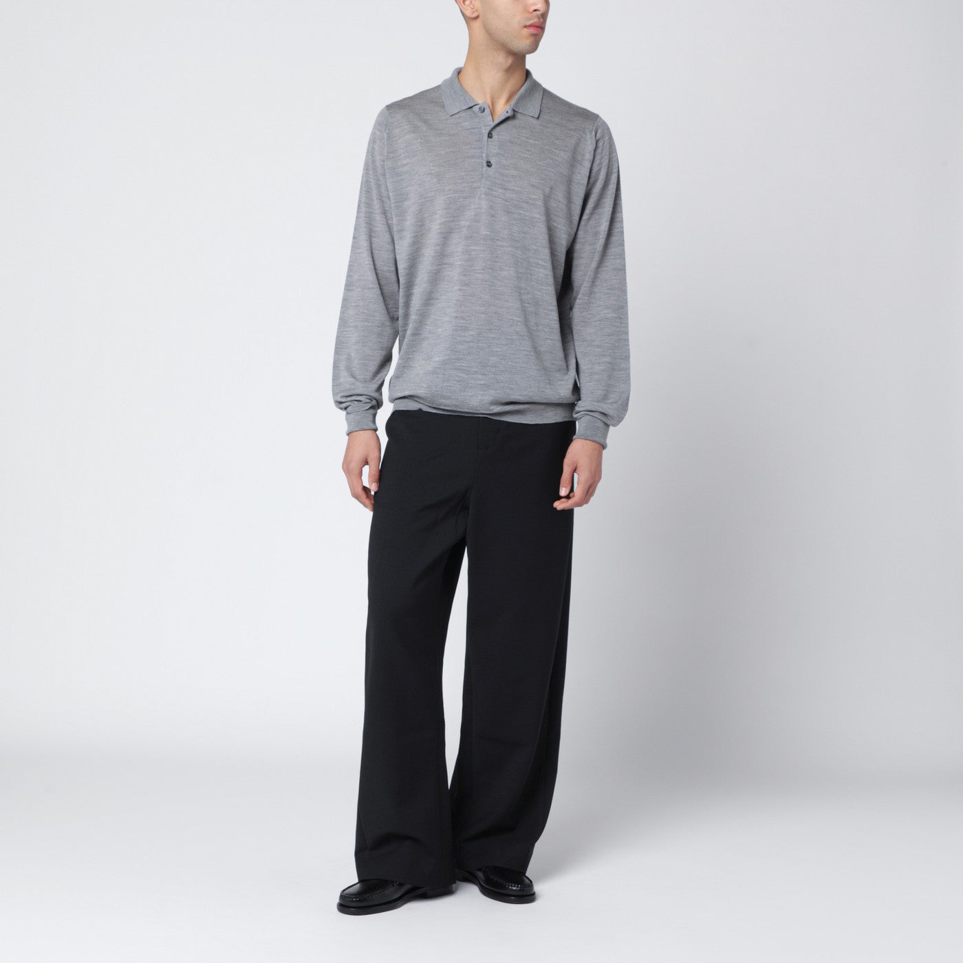 Light grey wool polo shirt