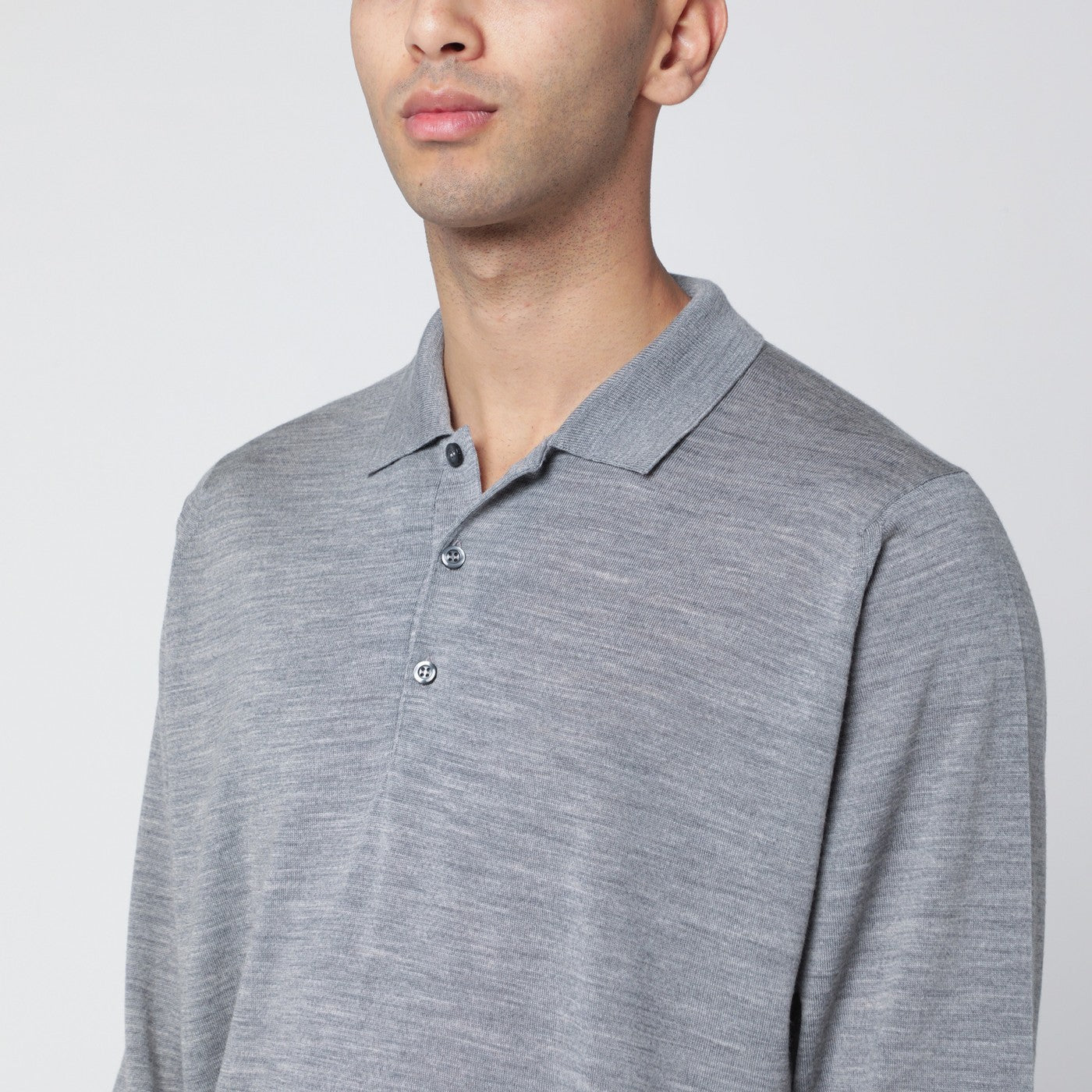 Light grey wool polo shirt