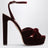 Bordeauxrote Cupid Plateausandalen aus Samt