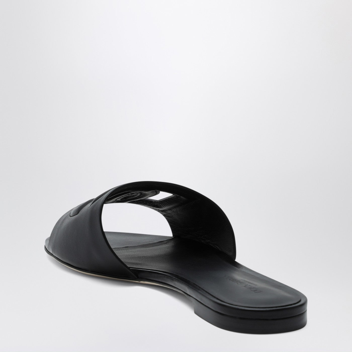 Slide nera in pelle con logo DG