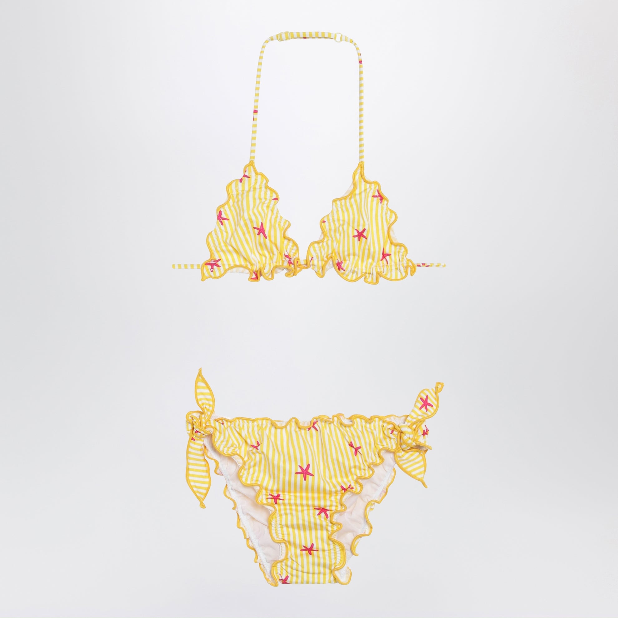 Yellow/white striped bikini with starfish