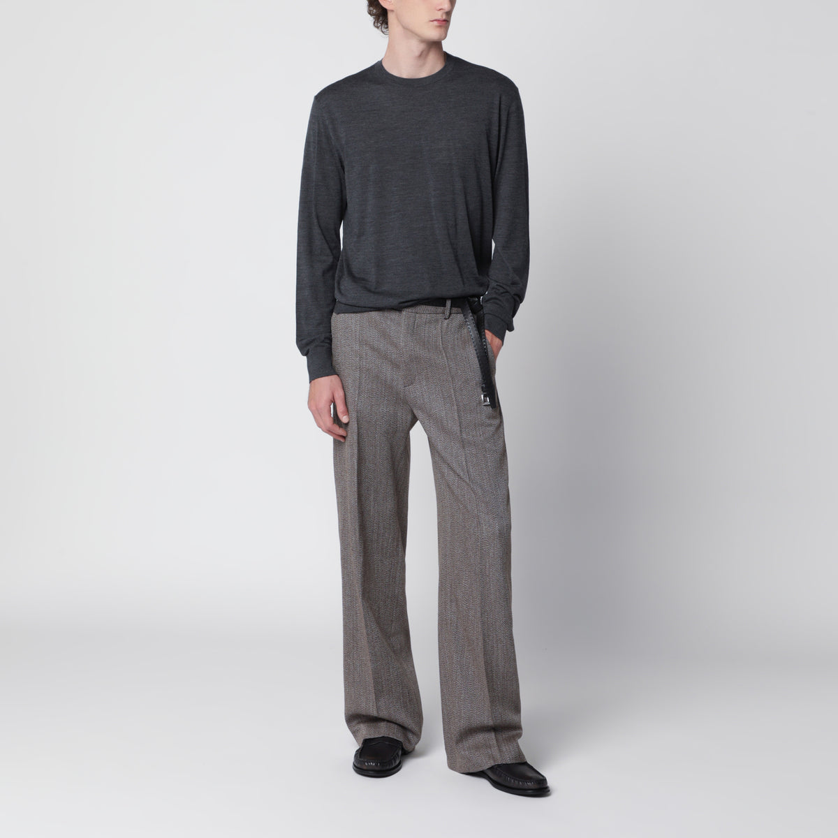 Dark grey mélange sweater in wool