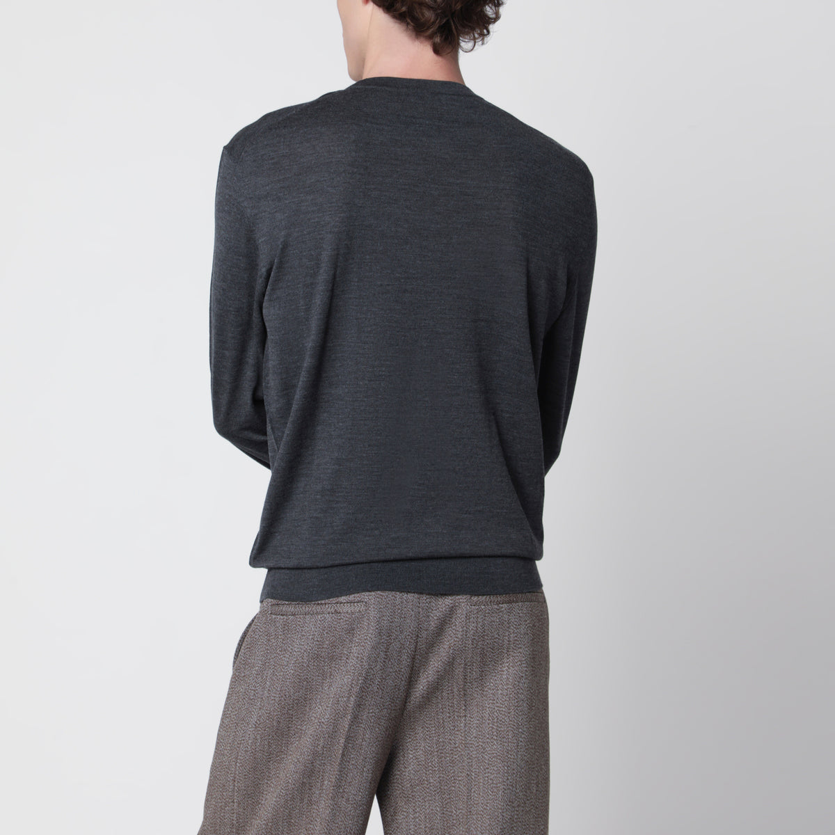 Dark grey mélange sweater in wool