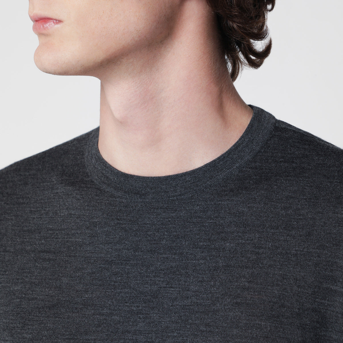 Dark grey mélange sweater in wool