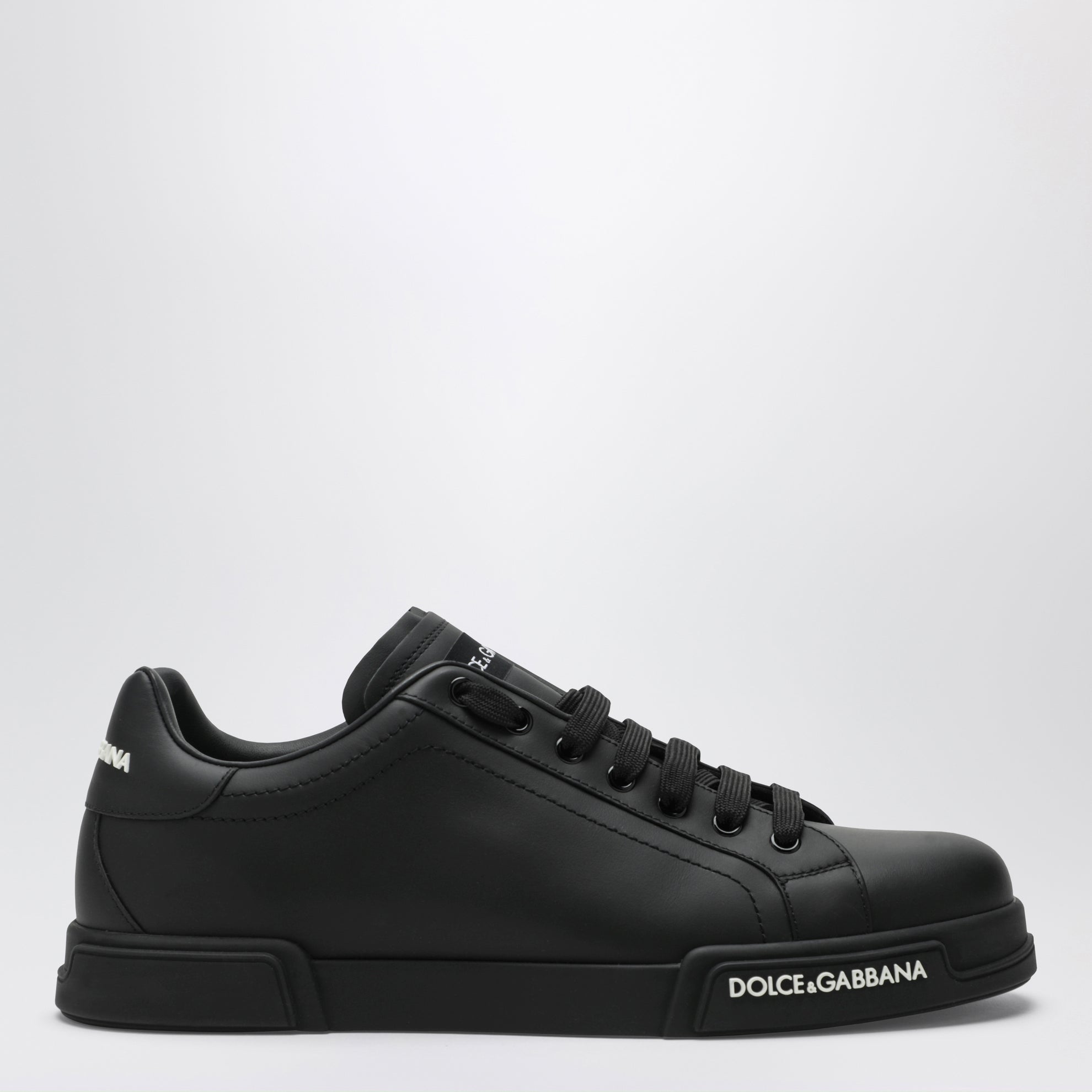 Portofino leather sneakers in black