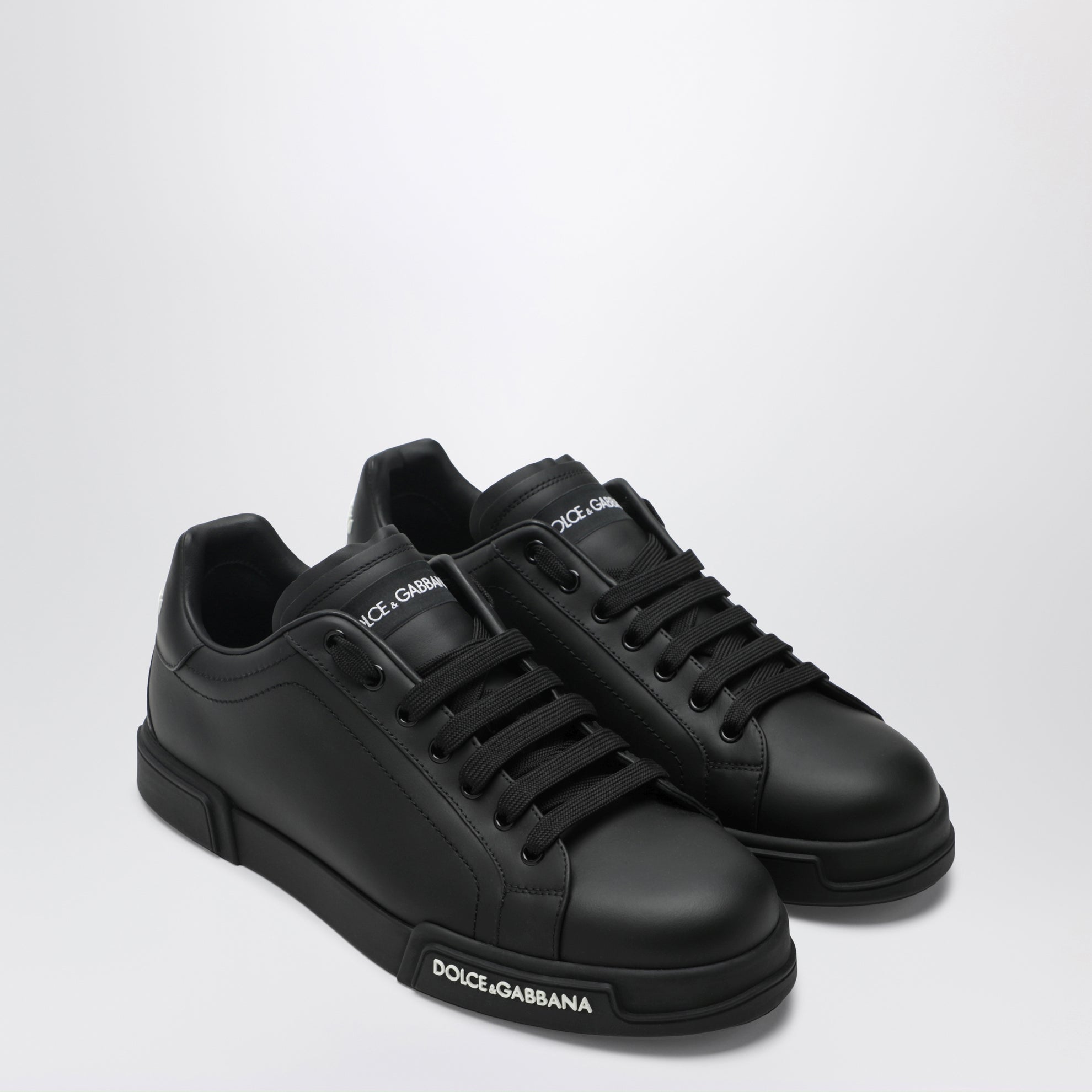 Portofino leather sneakers in black