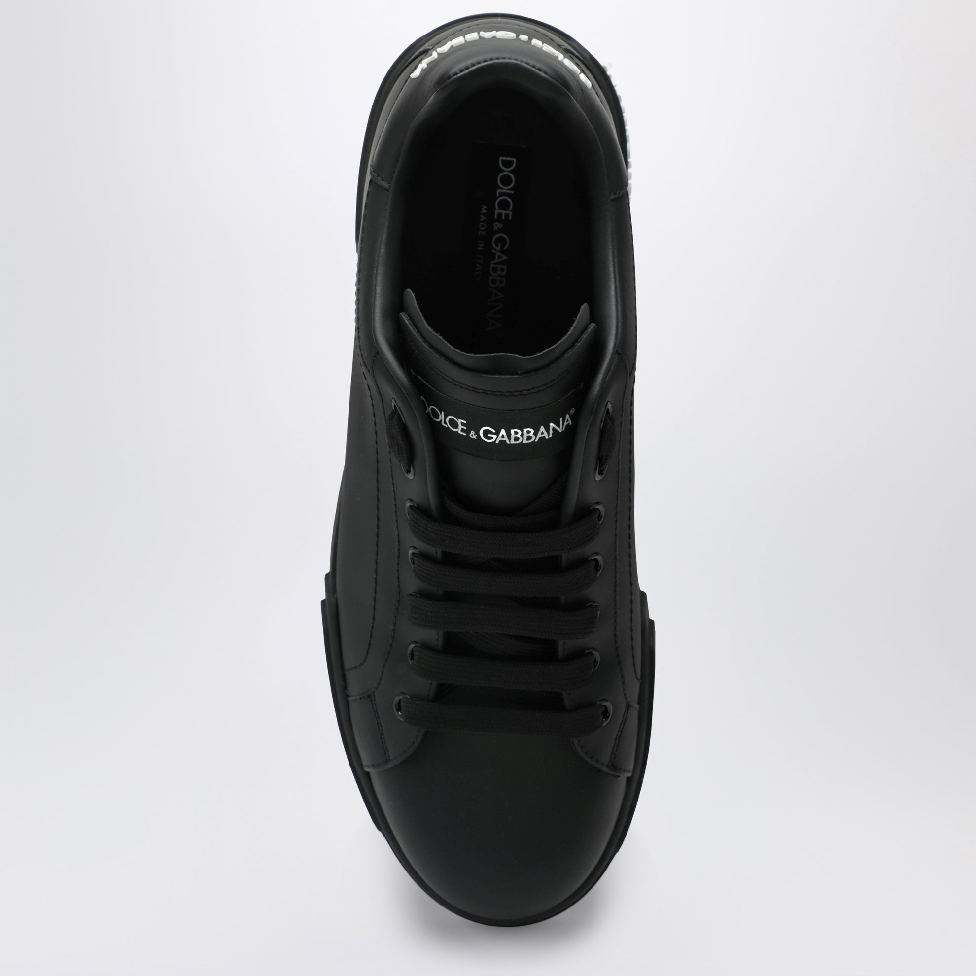 Portofino leather sneakers in black