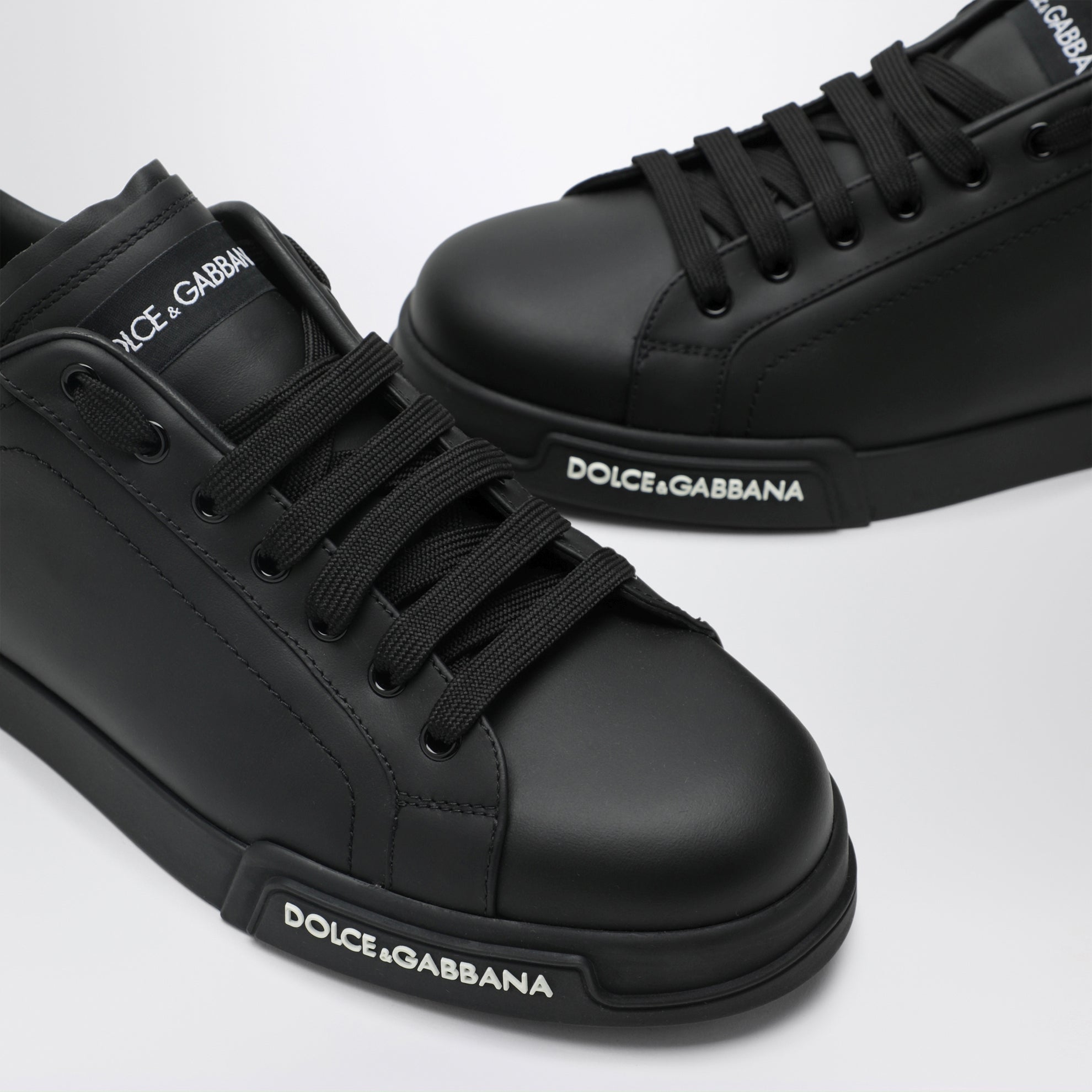 Portofino leather sneakers in black