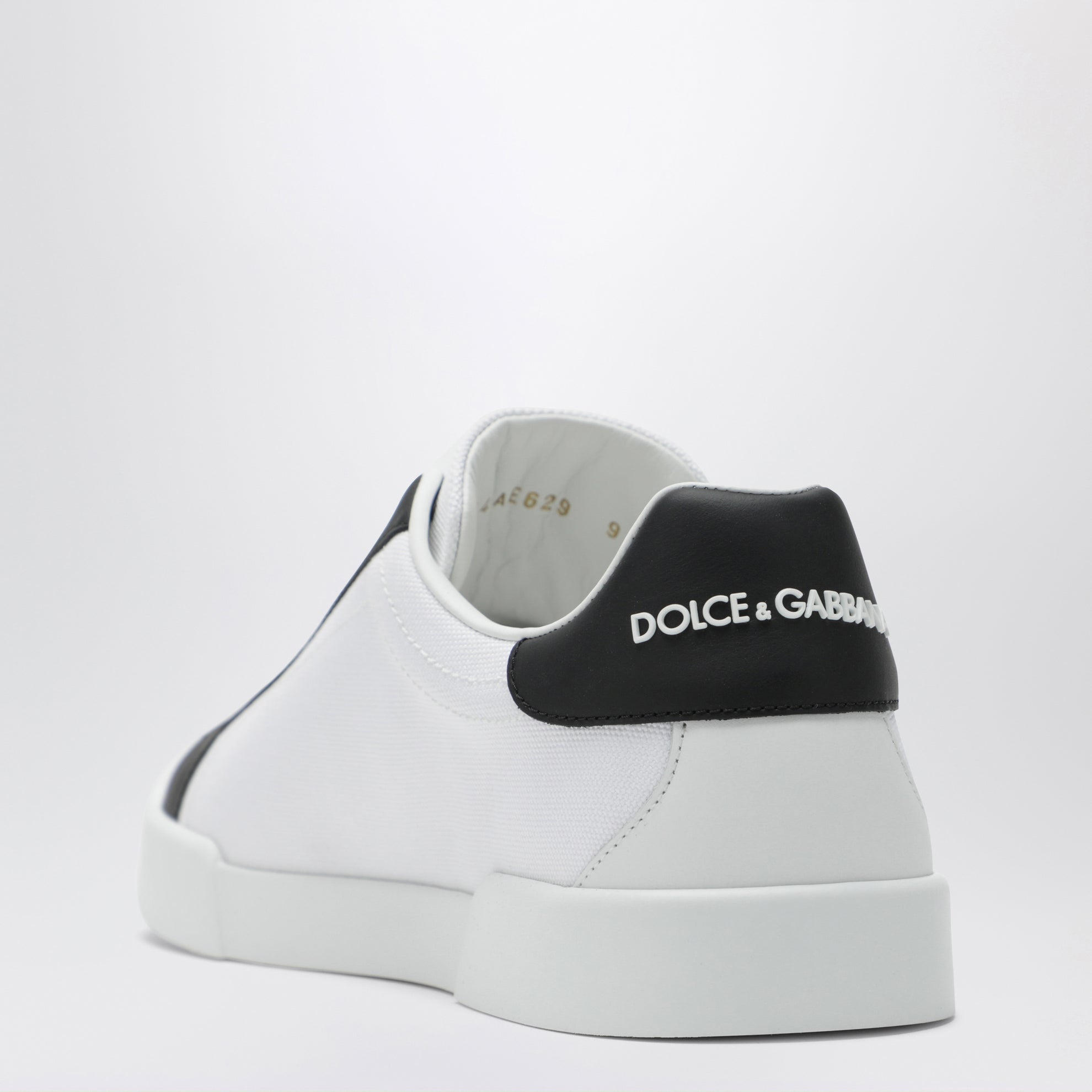 Sneakers Portofino Light Strobel en toile et cuir blanc/noir