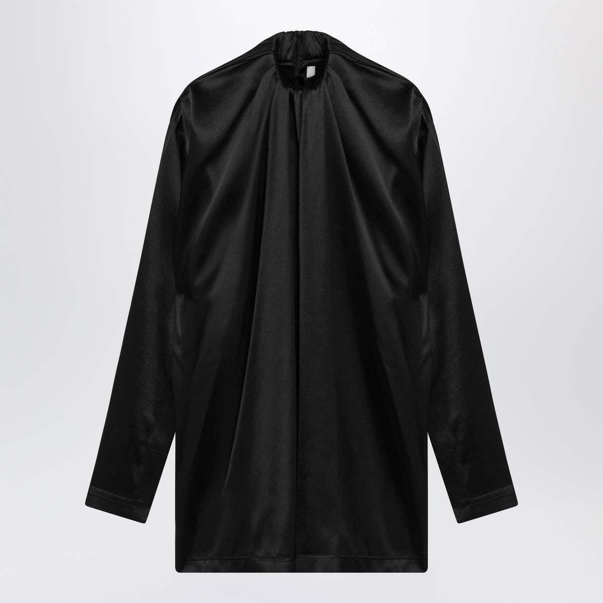 Black silk satin fluid top