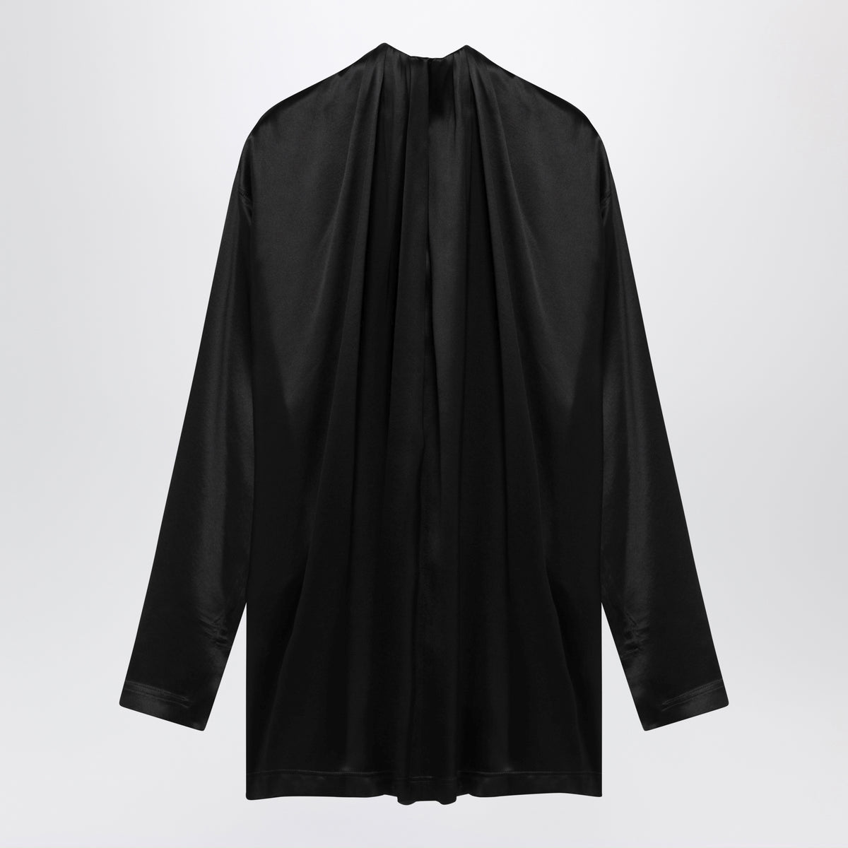 Black silk satin fluid top