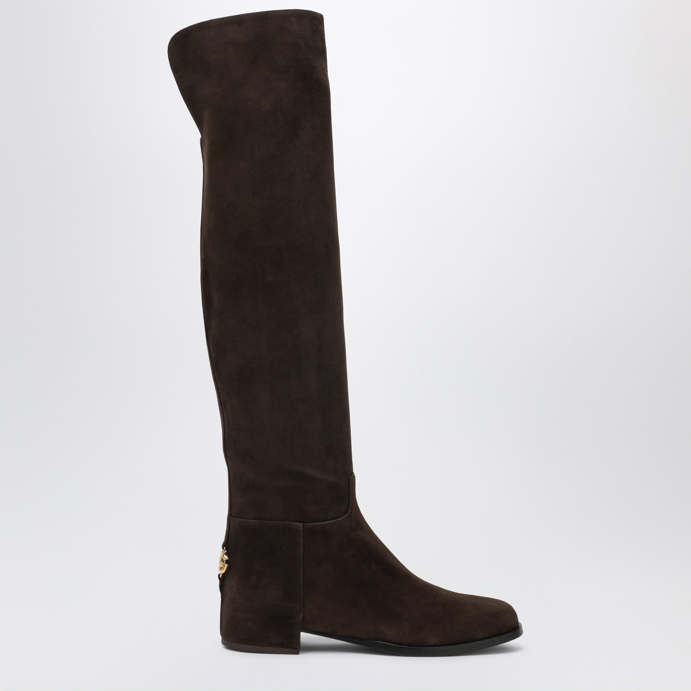 Botte haute en daim marron ébène