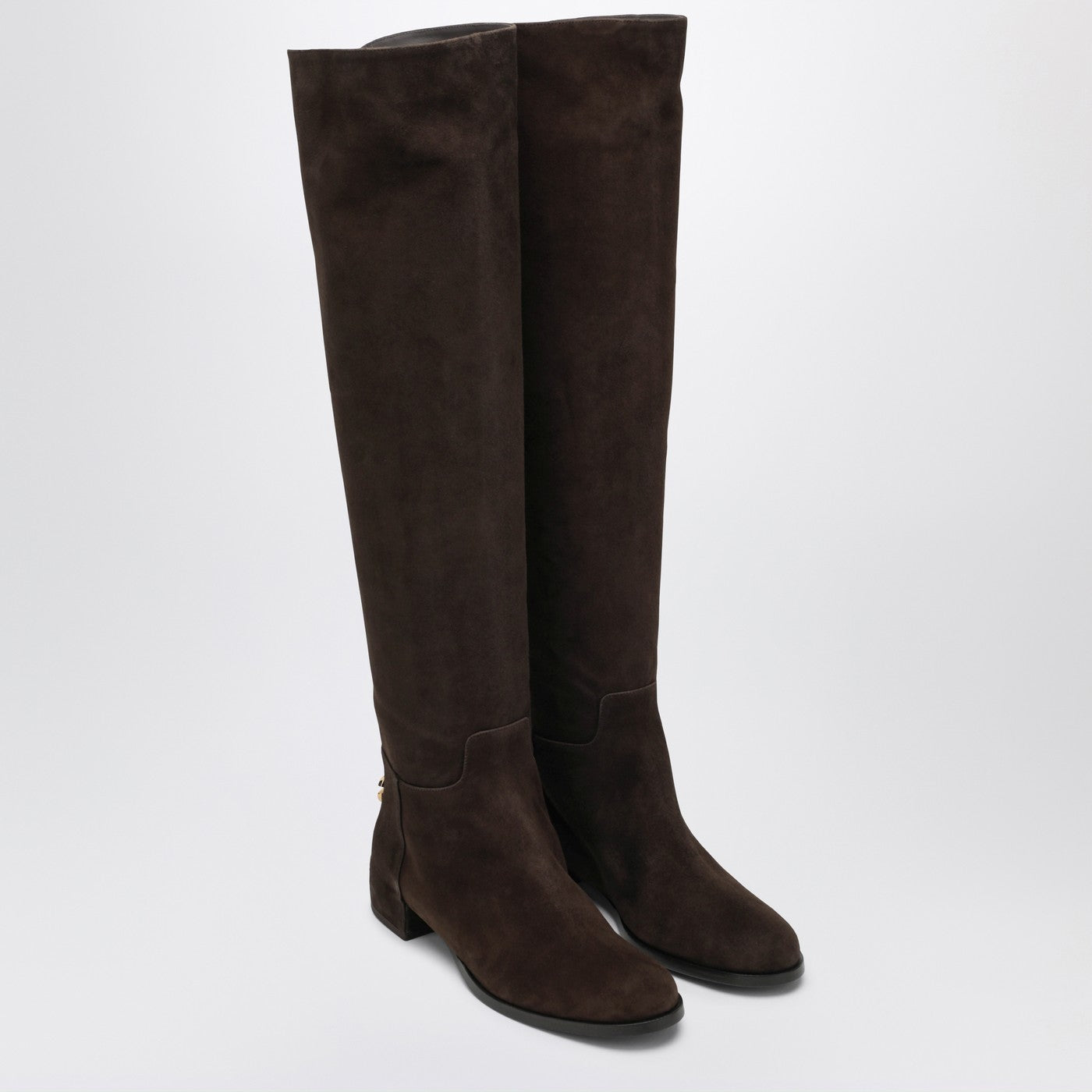 Botte haute en daim marron ébène