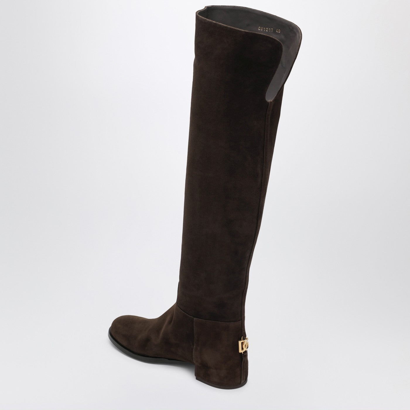 Botte haute en daim marron ébène