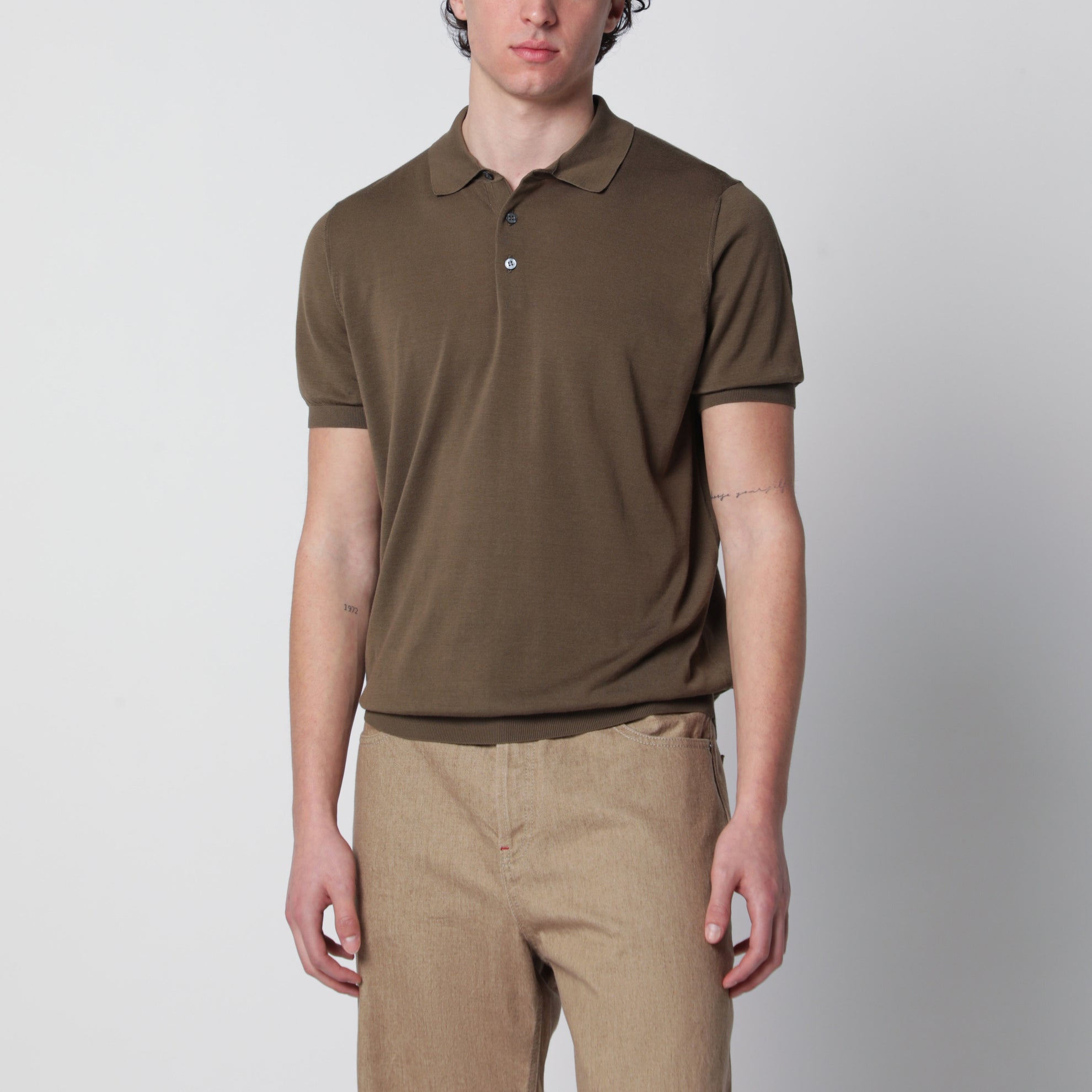 Polo verde militare in cotone