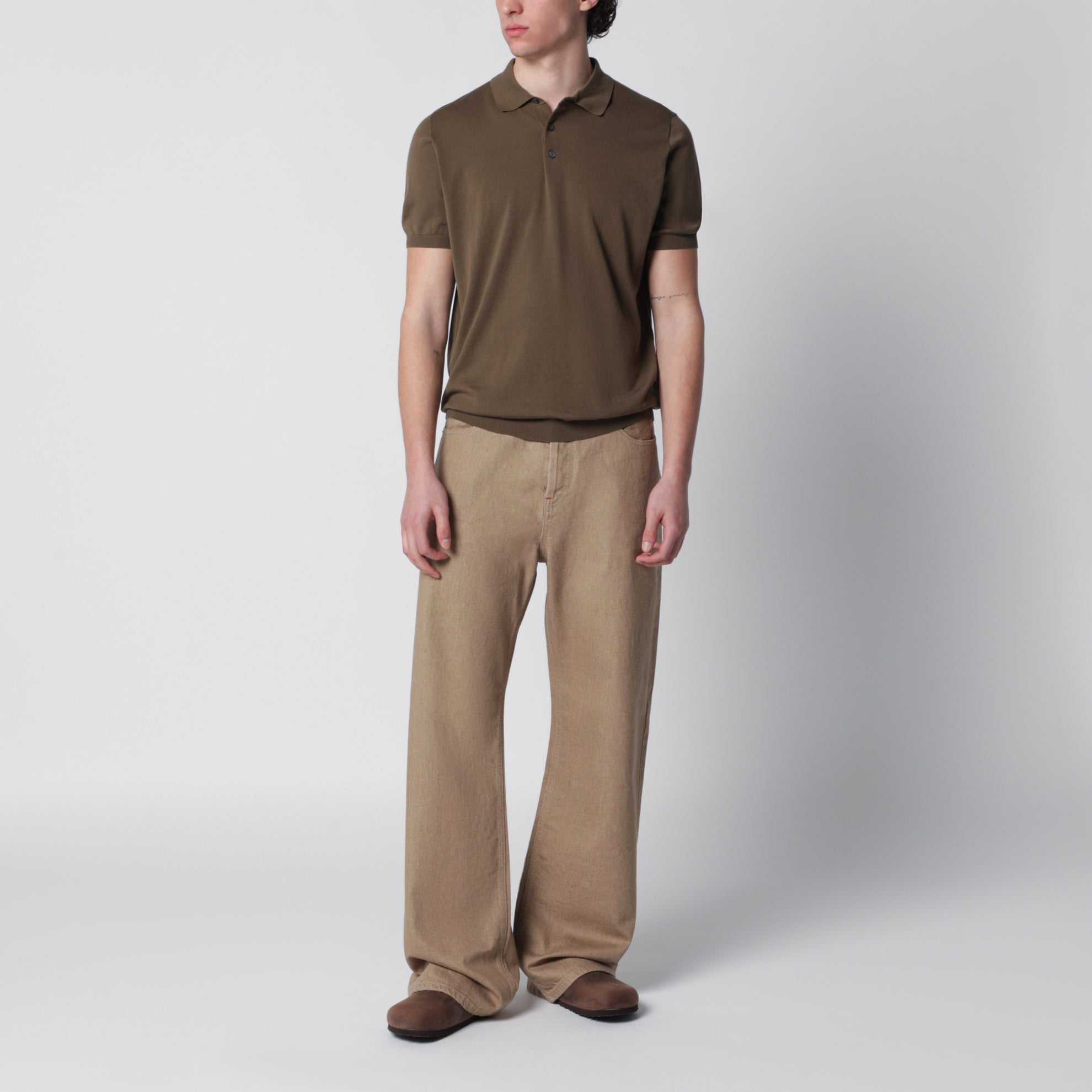 Polo verde militare in cotone