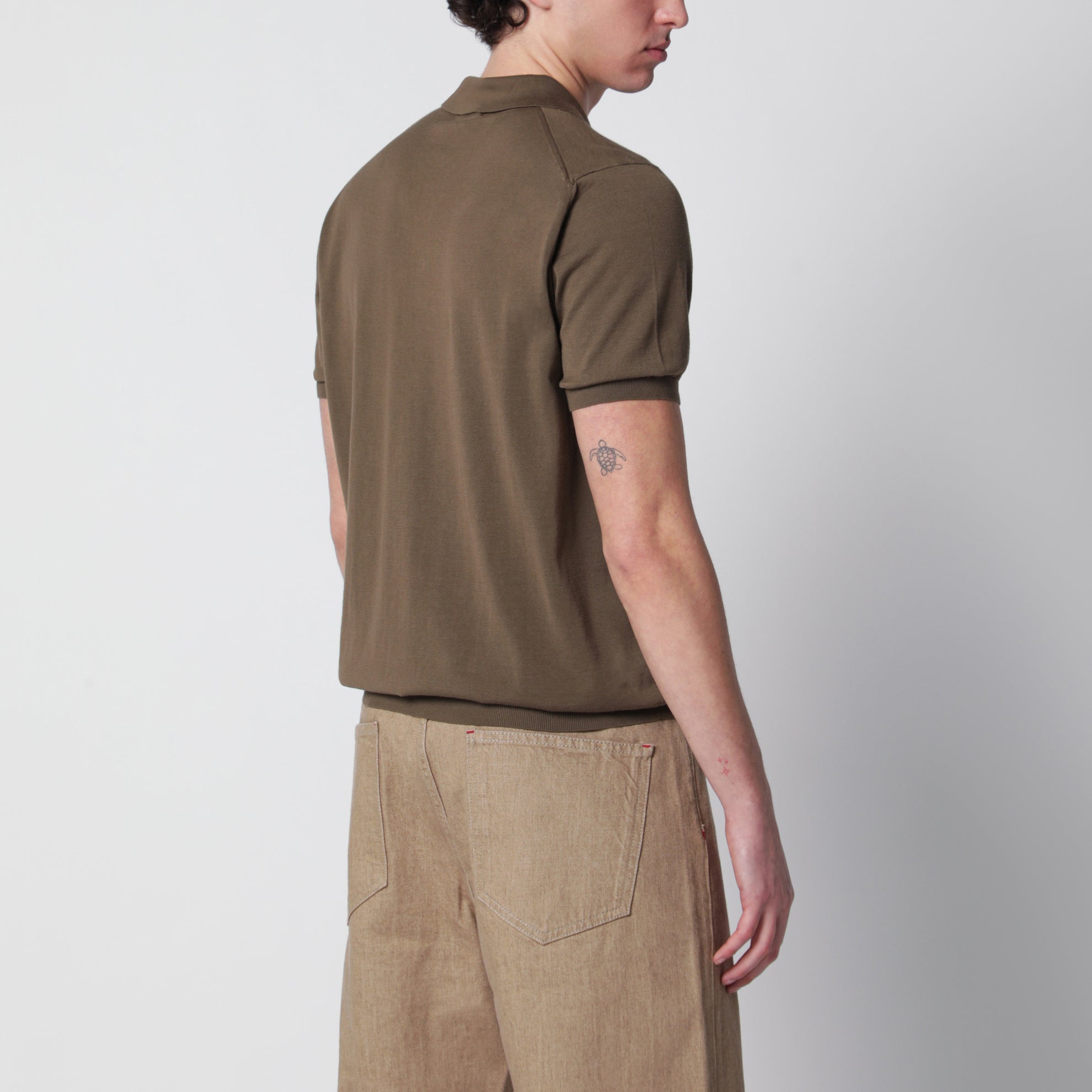 Polo verde militare in cotone
