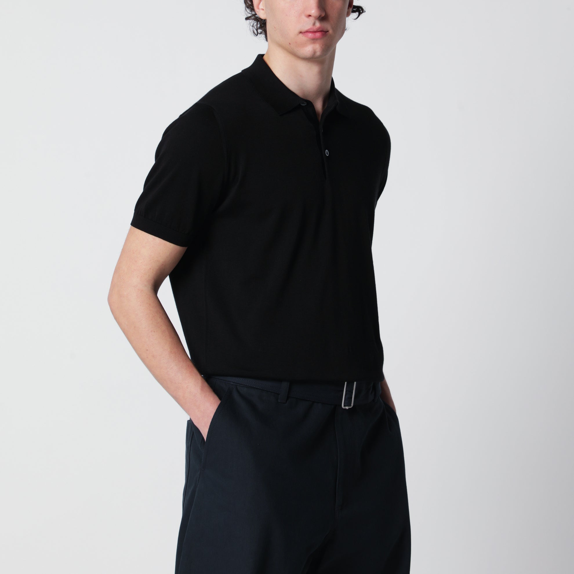 Polo noir en coton