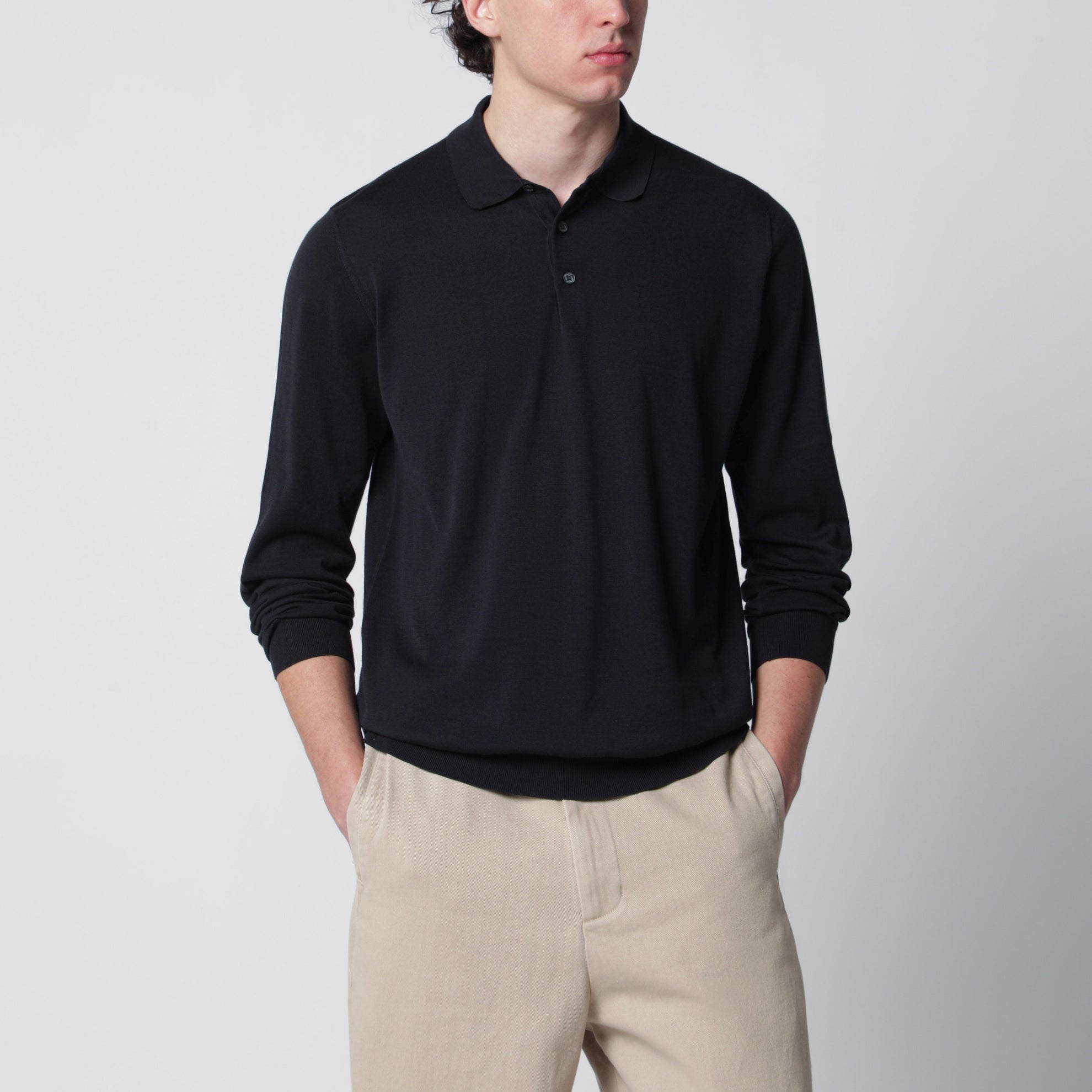 Polo bleu marine en coton