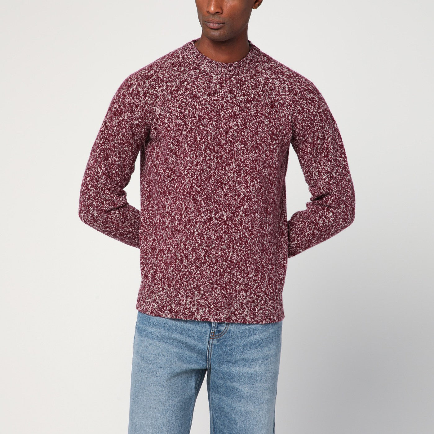 Grape-coloured pattern wool sweater