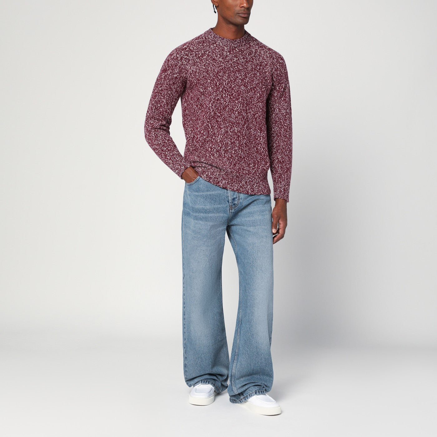 Grape-coloured pattern wool sweater