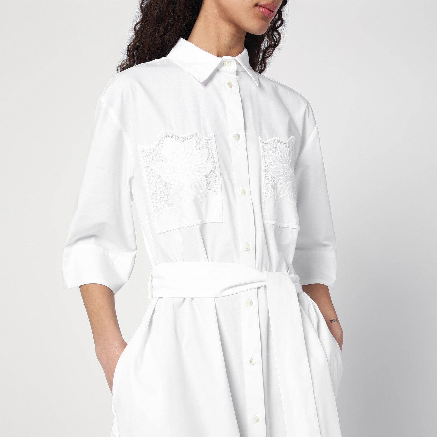 White shirt dress with belt