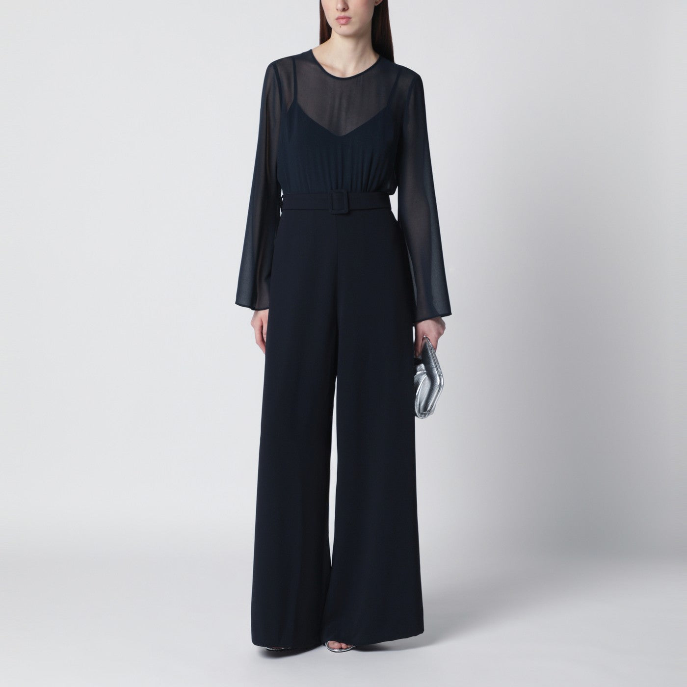 Blauer Jumpsuit mit Gürtel