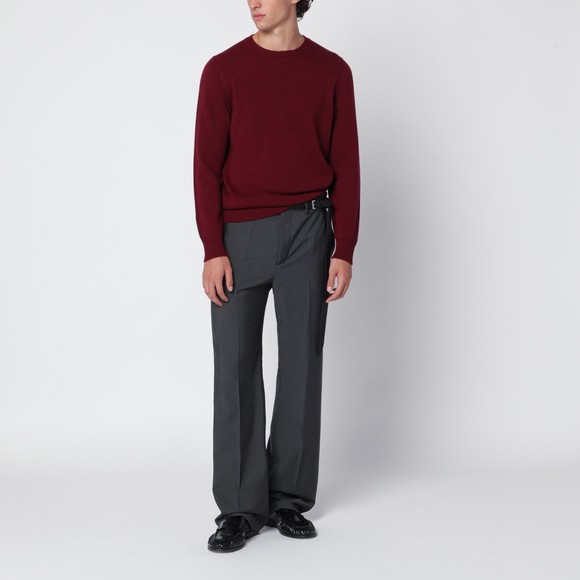 Maglia girocollo in cashmere bordeaux