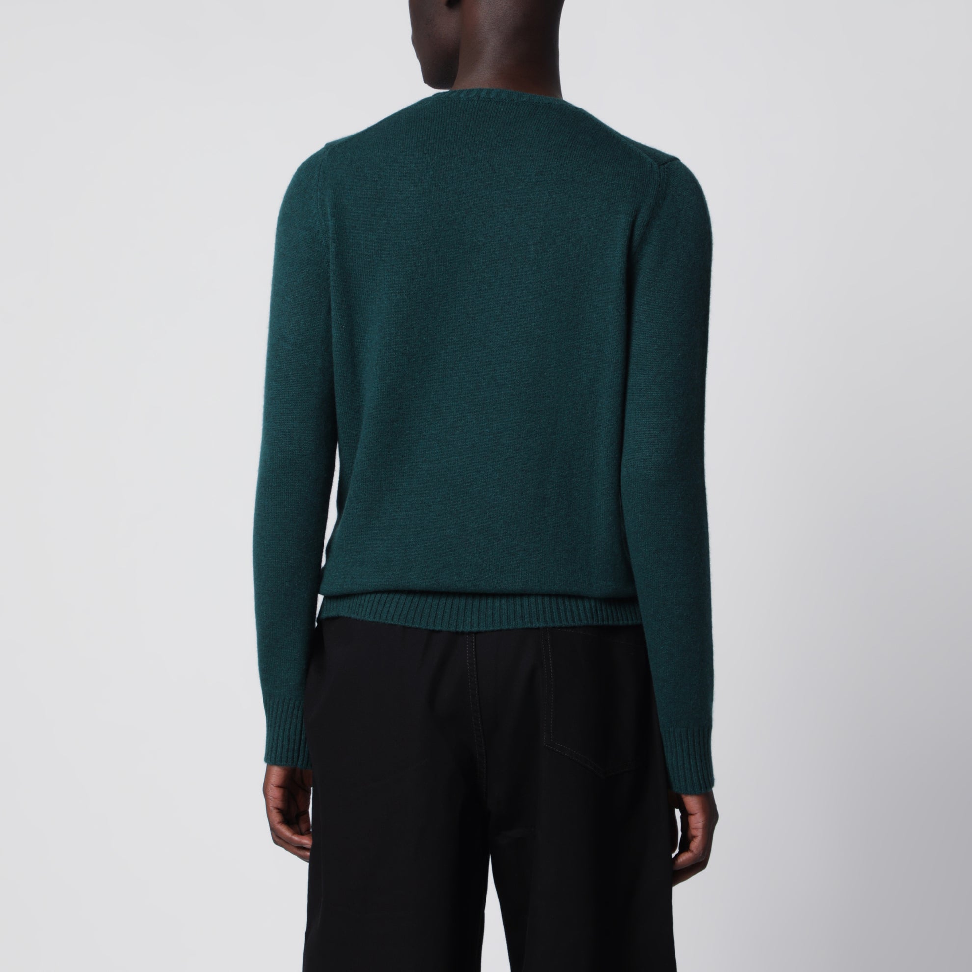 Pull col rond en cachemire vert foncé