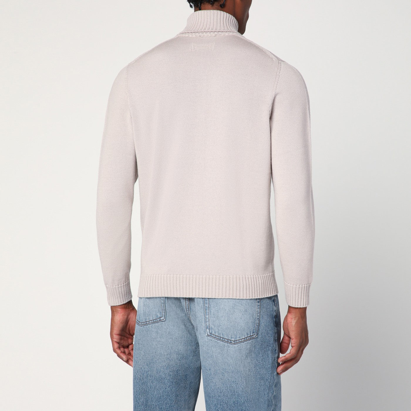 Greige Rollkragenpullover aus Wolle