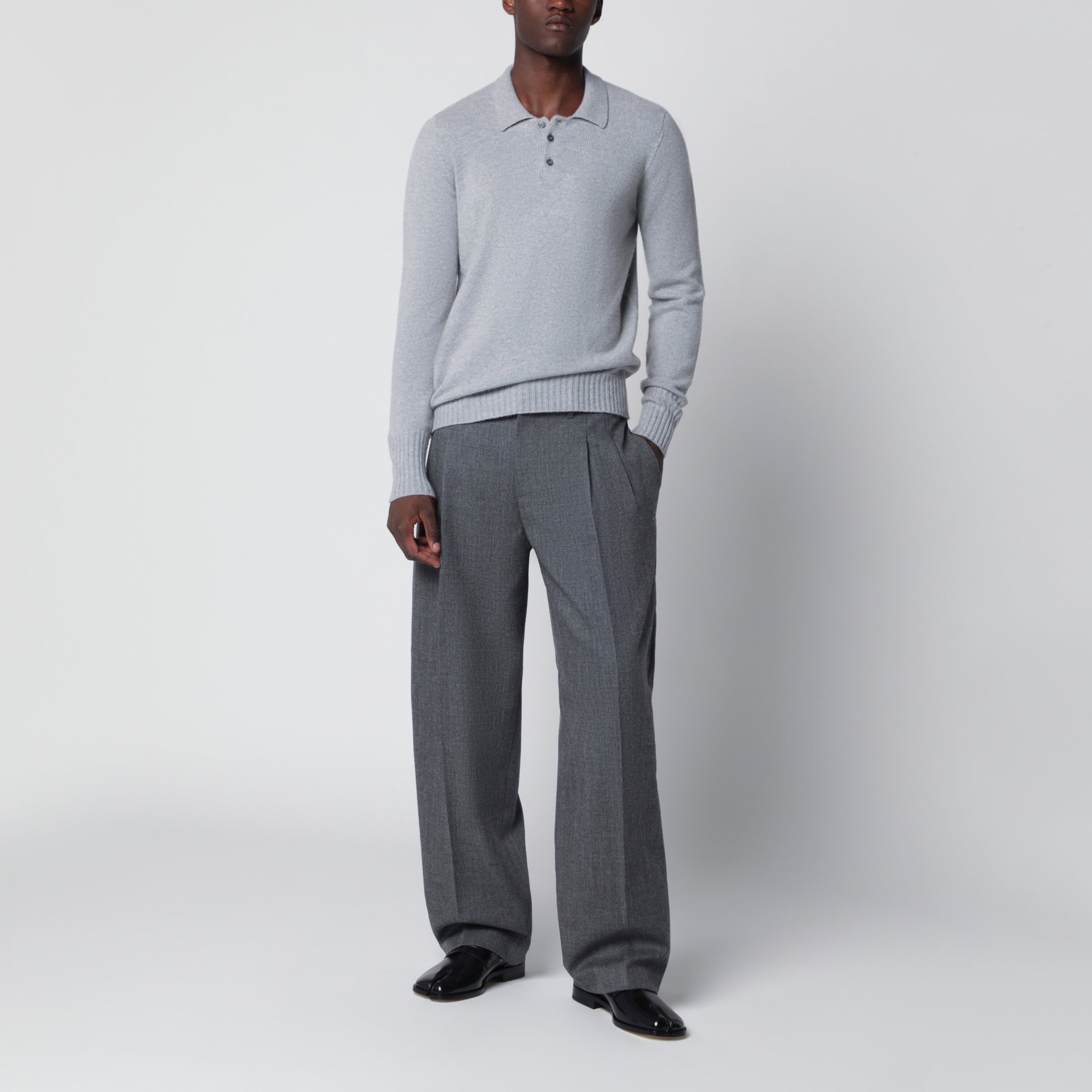 Drumohr Light grey wool polo shirt | TheDoubleF